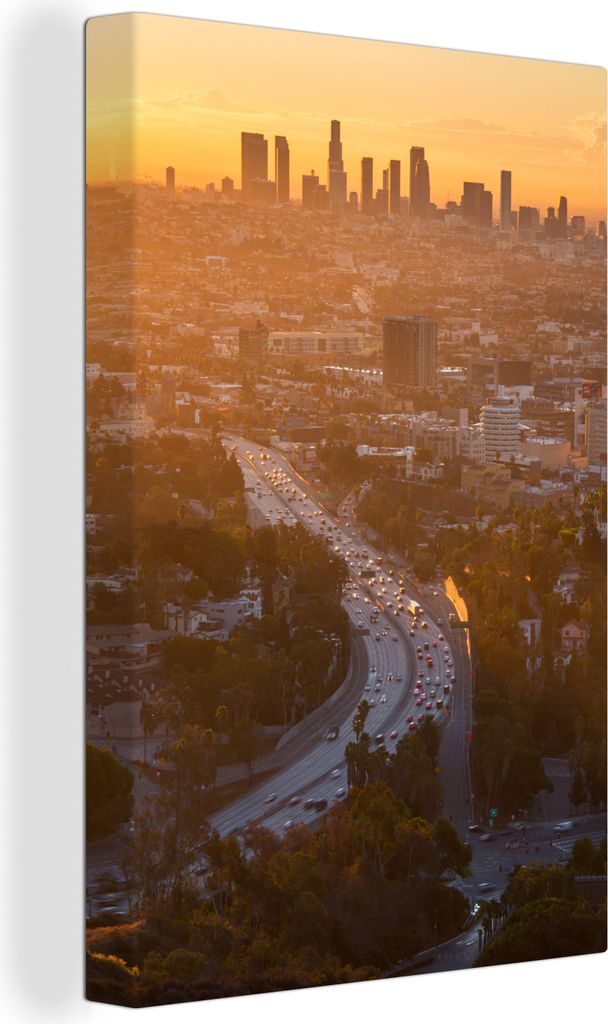 OneMillionCanvasses - Leinwandbilder - 90x140 cm, Los Angeles - Amerika - Sonnenuntergang, Wandbilder Kunstdruck Wanddekoration - Wandschmucke - ...