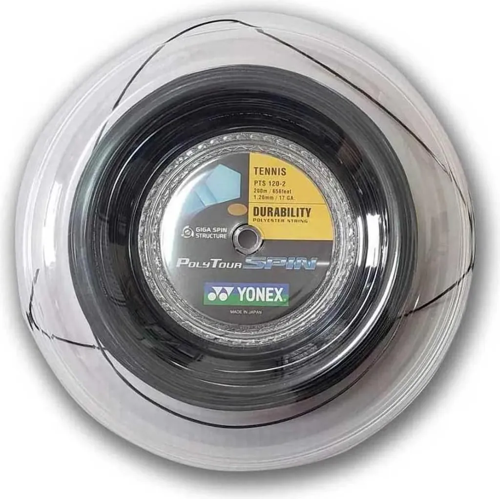Cordage de Tennis en Bobine Yonex Poly Tour Spin Noir Jauge 1.20 mm