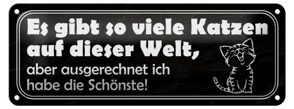 Blechschild Spruch 27x10cm es gibt so viele Katzen auf Welt Dekoration