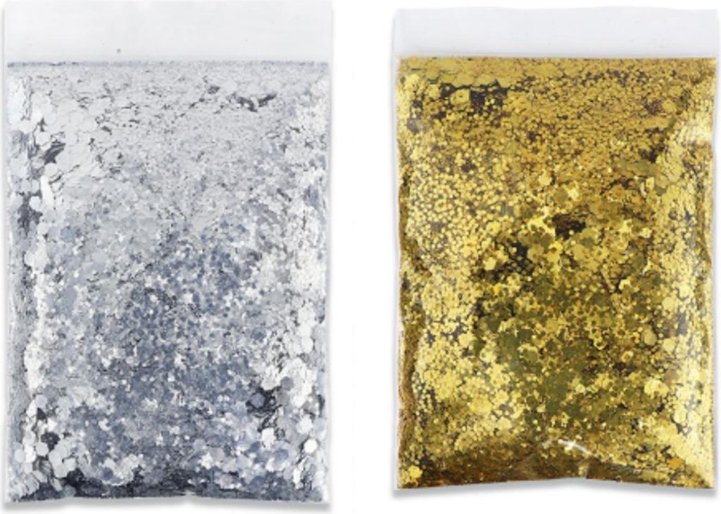 (Gold + Silber)100g Glitzer Basteln,Glitzer Gold + Glitzer Silber,Glitzer Basteln,Glitzerpulver für Makeup Nägel Gesich Handwerk Nagelkunst Karte...