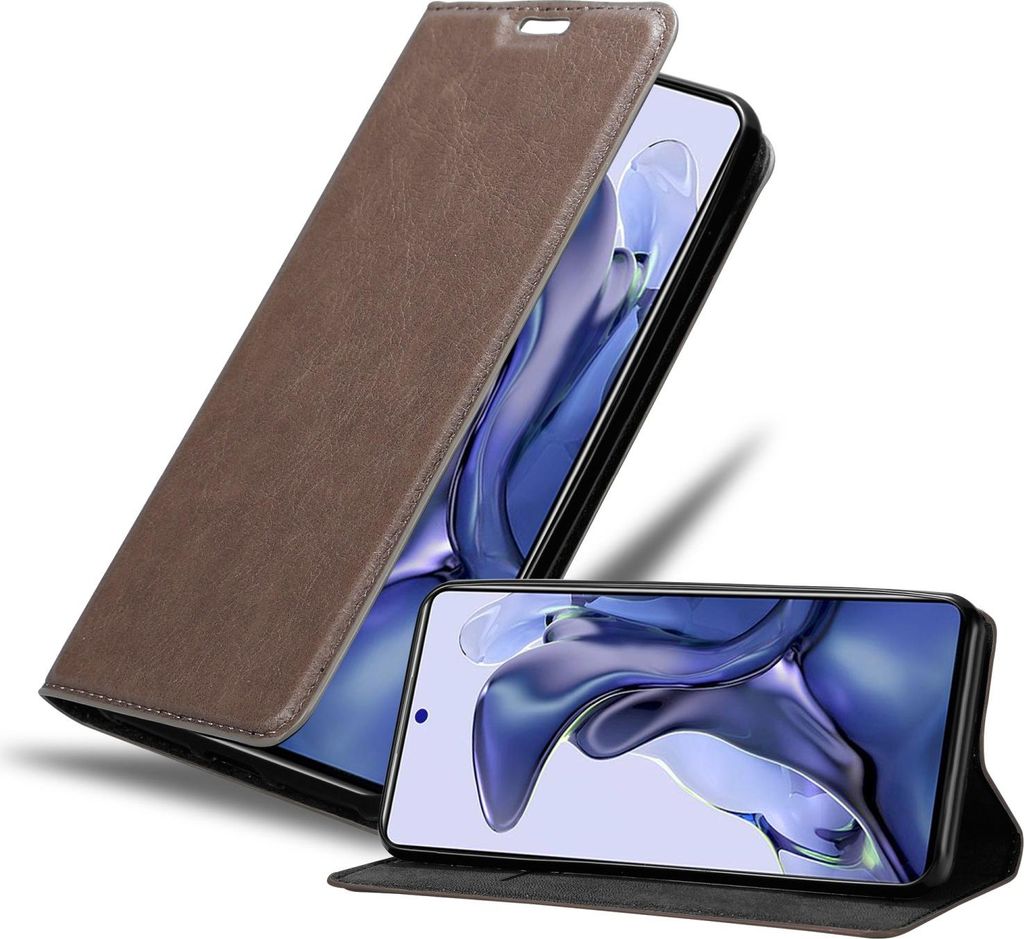 Cadorabo Hülle für Xiaomi 11T / 11T PRO Schutz Hülle in Braun Handyhülle Etui Case Cover Magnetverschluss