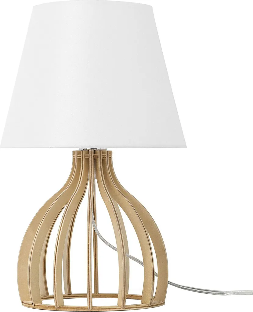 Lampe de chevet bois blanc pour chambre avec interrupteur pratique E27
