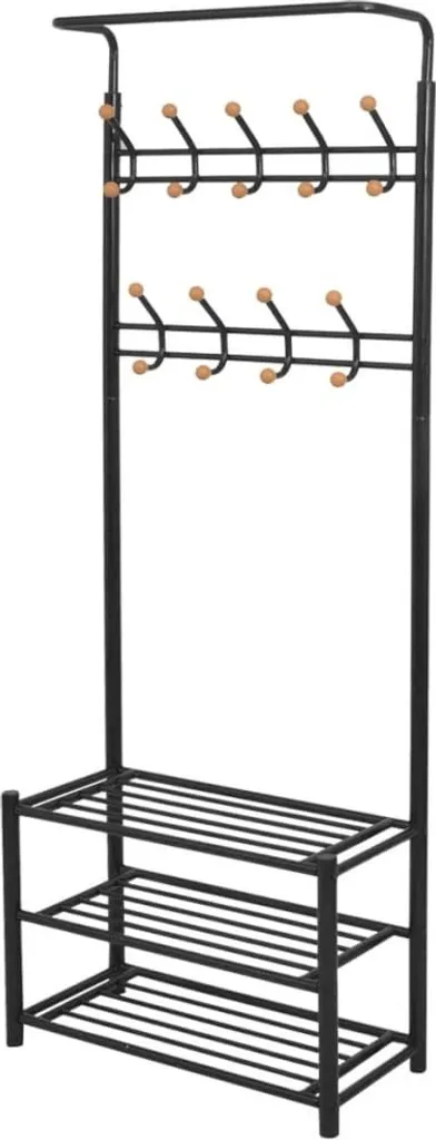 Armadio Scarpiera Nero 68x32x182,5 cm | Mobile Ingresso Salvaspazio
