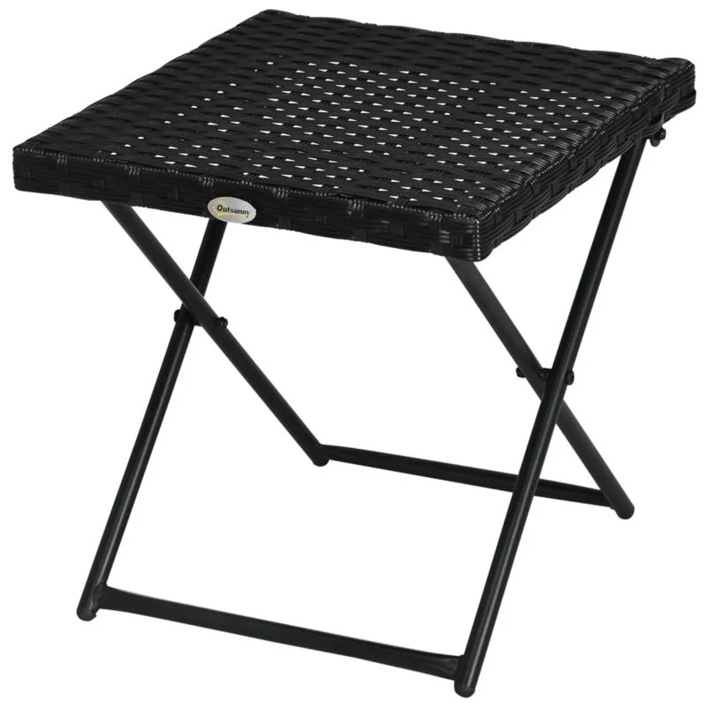 Table d'appoint extérieure pliable sans entretien en polyrotin noir