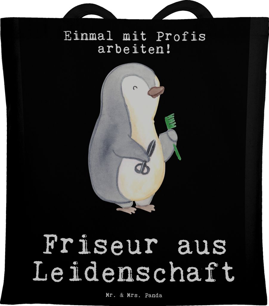 Mr. & Mrs. Panda Tote Bag Friseur Leidenschaft - Schwarz - Geschenk, Frisör, Laptoptasche, Spruch, totebag, Schultasche, Tasche, Beruf, Friseursal...