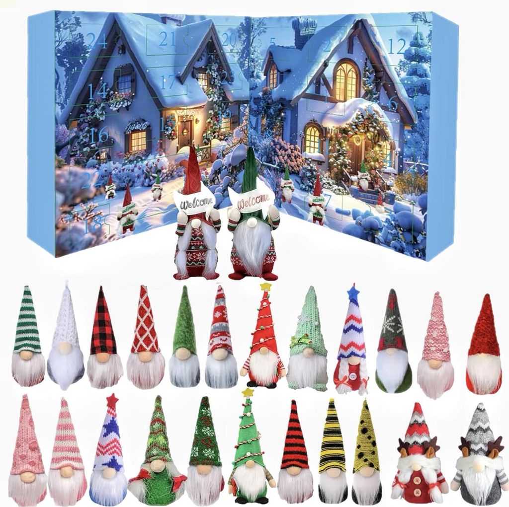 Weihnachtszwerg-Adventskalender 2025, 24 Tage Countdown bis Weihnachten, Ornament mit 24 sammelbaren Zwergpuppen für Jungen, Mädchen und Erwachsene