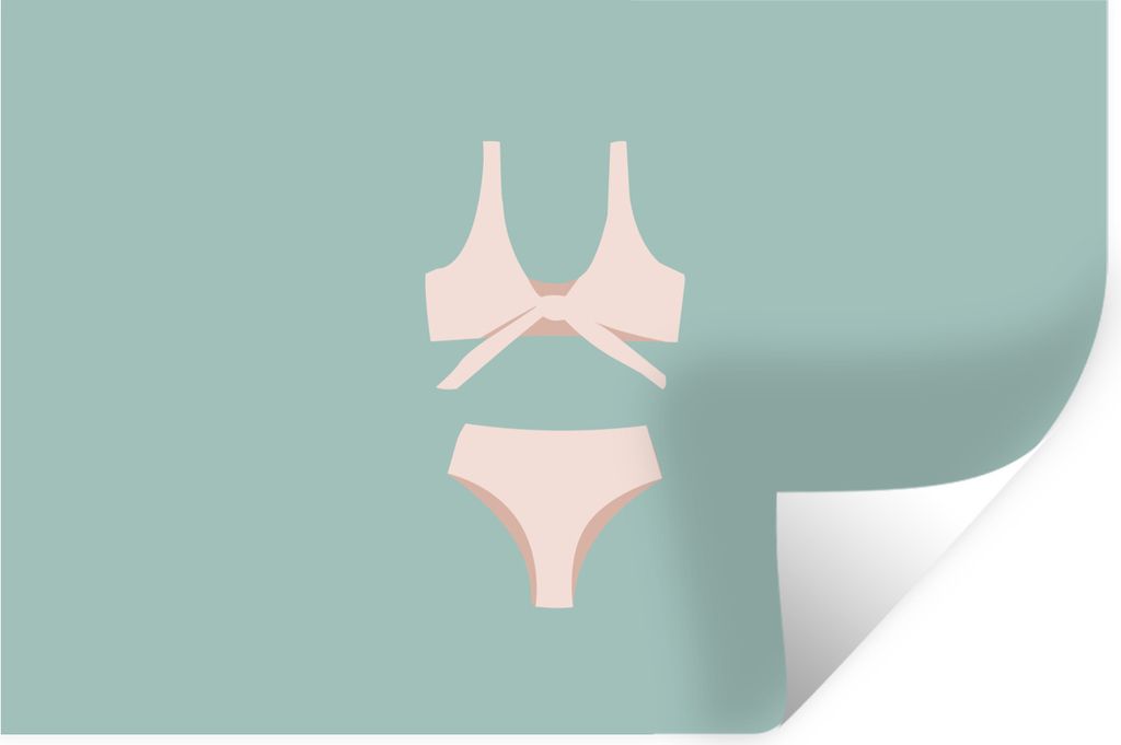 MuchoWow Wandtattoo Wandsticker Wandaufkleber Sommer - Bikini - Hellblau 30x20 cm Selbstklebend und Repositionierbar - Wierderverwendbar - Selbst...