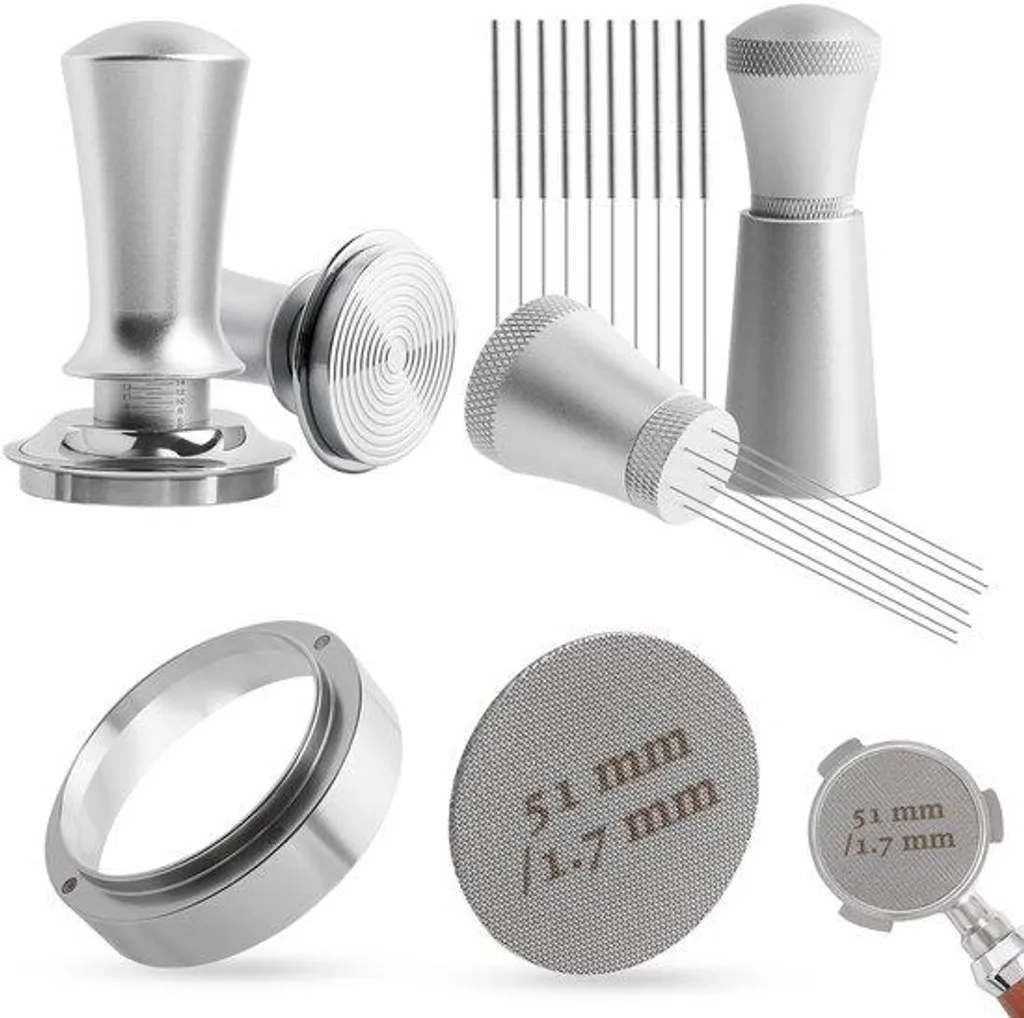 Tasseur café inox 51 mm pression 30 lb avec socle pour expresso pro