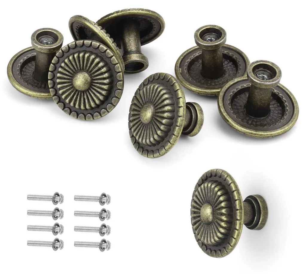 Lot 8 Boutons de Meuble 32mm Finition Bronze Antique avec Vis Incluses