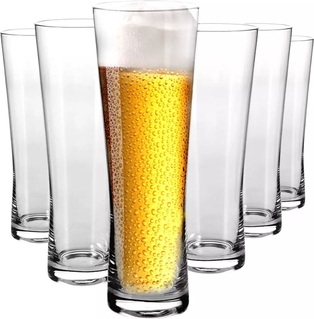 KROSNO Mixology Hohe Biergläser Sanduhr 6er Set 500 ml – Biergläser für Bier & Erfrischungsgetränke