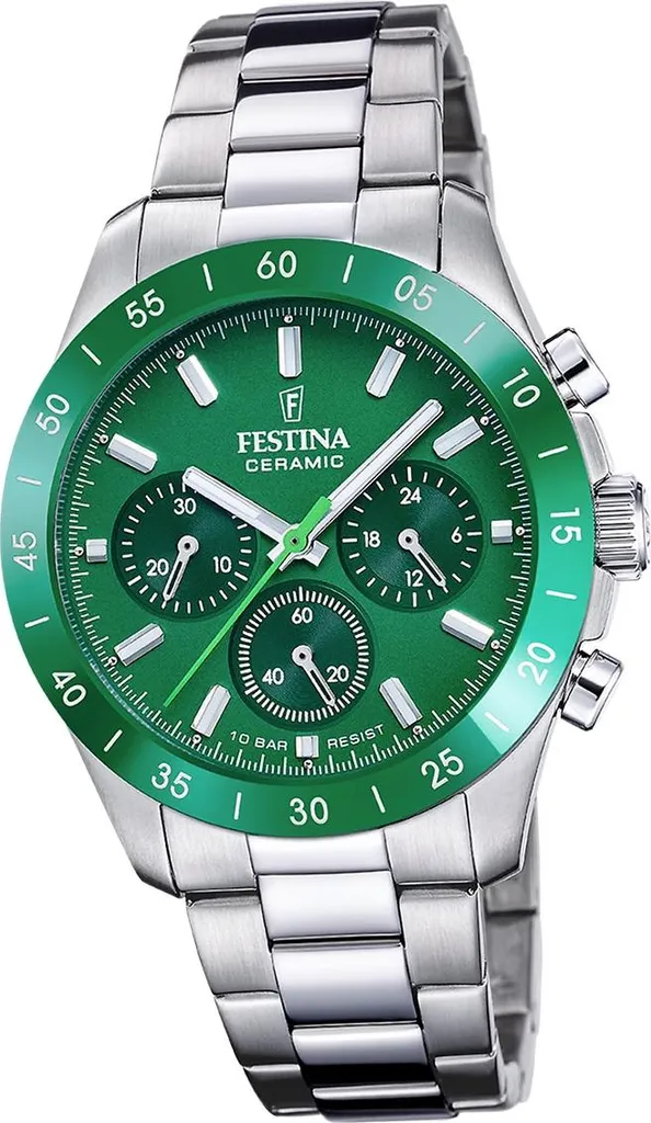 Orologio Festina Ceramic F20693/5 Donna Acciaio Argento e Ceramica Verde