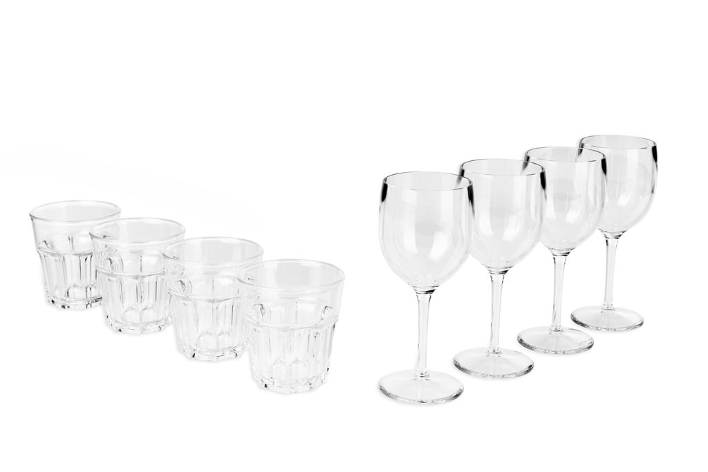 4 Gläser Weinglas Wasserglas Saftglas Trinkglas Kunststoff Glas 370ml Gläser Set 