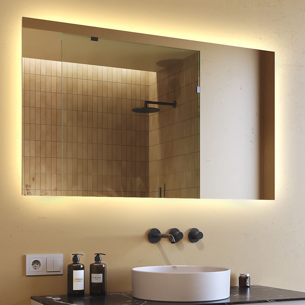 Badspiegel 120x70 cm - Horizontal mit LED Beleuchtung - LED Produktbild 