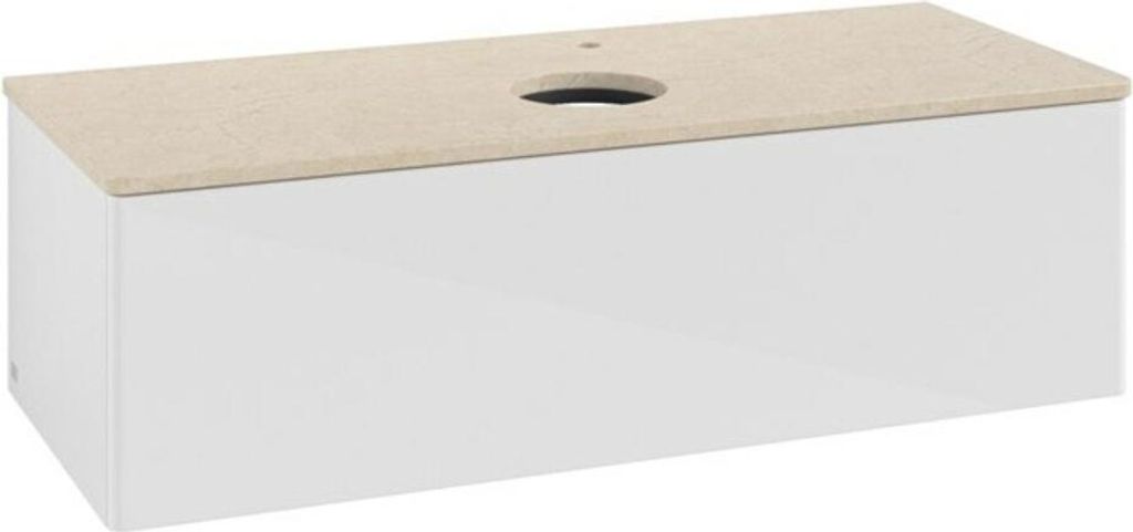 V&B Waschtischunterschrank ohne Frontstruktur, mit Beleuchtung Antao 120x36x50cm, HL, WBP botti., glo wh. Lac