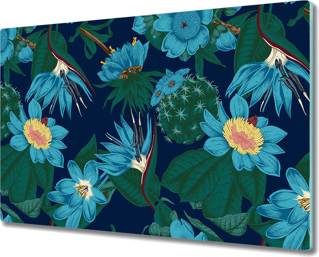 Glas Schneidebrett Herdabdeckplatten Schneideplatten - 80x52 cm - Tropische Blumen