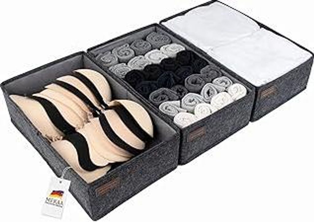 Schubladen Organizer by MEKAA- Für Kommode & Kleiderschrank - 3er-Set - Passend Für MALM - Schubladen-Ordnungssystem Für Kleidung, Wickelutensil...