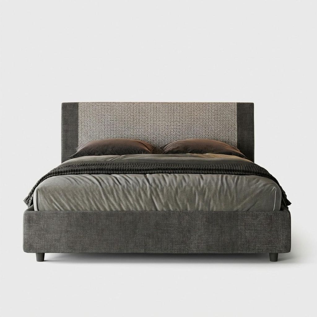 ITYHOME - Gepolstertes Bett mit Lattenrost 160x190 mit Stoffbezug Labirinto 02 Grau Rosal