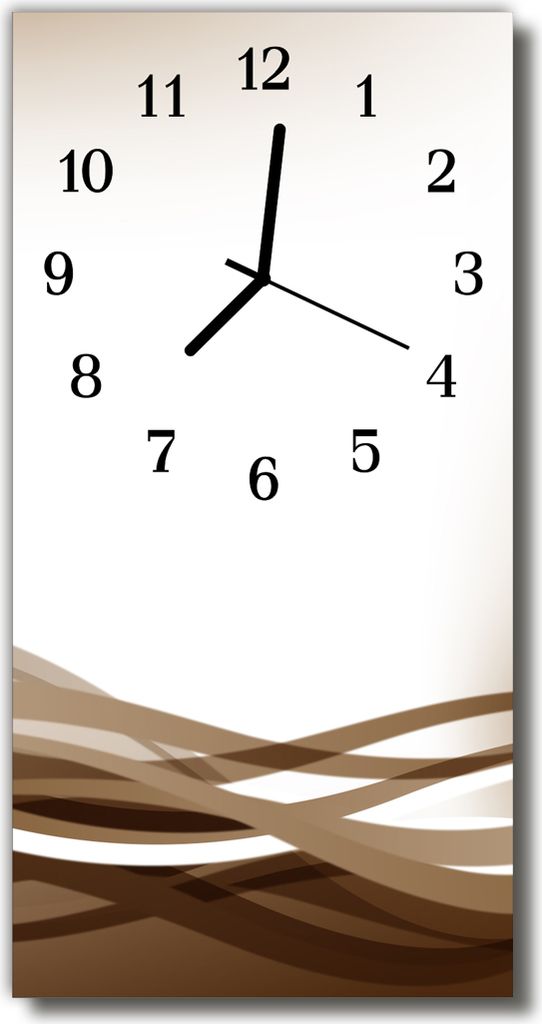 Tulup Glasuhr Wanduhr Küchenuhr Echt-Glas 30x60 Wellen Braun