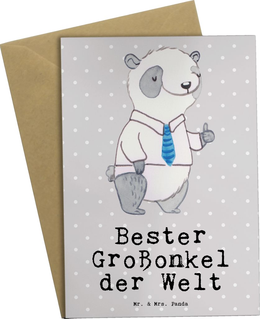 Mr. & Mrs. Panda Grußkarte Panda Bester Großonkel der Welt - Grau Pastell - Geschenk, osterkarte, hochzeitskarten, Onkel, Geschenkidee, einladung...