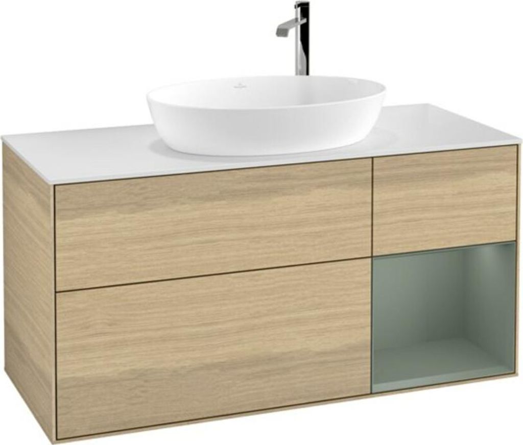 V&B Waschtischunterschrank Finion 120cm, Pl wh. m, Reg Oli. m Lac, Oa ven