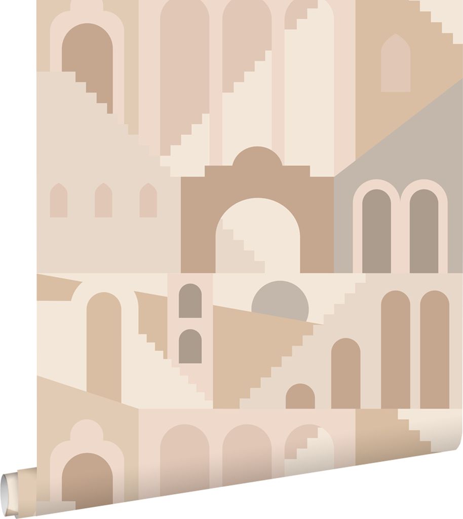 ESTAhome Tapete Mediterrane Häuser Beige 50 x 900 cm