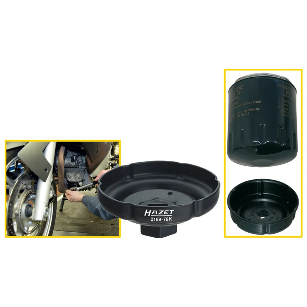 Chiave per filtro olio HAZET 2169-76K Profilo quadrato cavo scanalato da 12,5 mm (1/2 pollice)