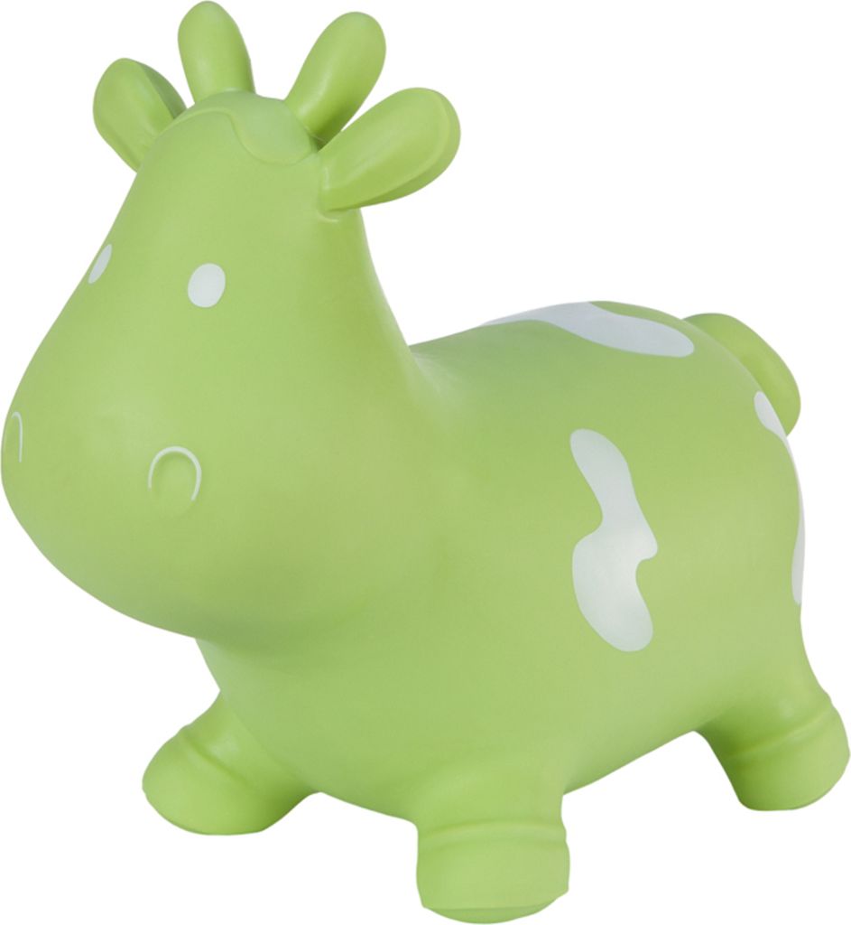 Hoppimals Hüpftier grün Hüpfkuh mit Pumpe aufblasbares Hüpfspielzeug aus hochwertigem und strapazierfähigem Gummi