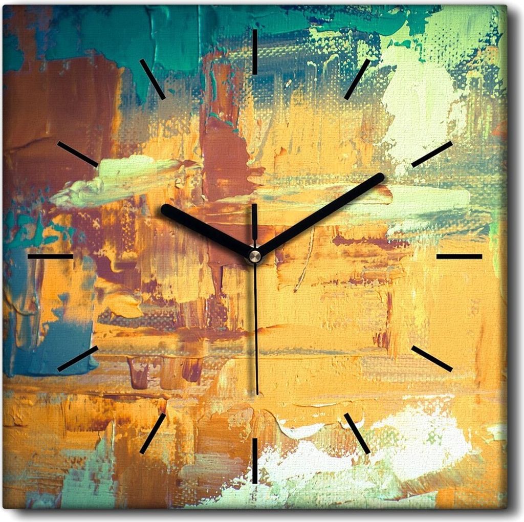 Coloray Uhr auf Leinwand 30x30 cm Wand Uhr Dekoration Wohnzimmer Segeltuch schwarze Hände -Abstraktion Kunstkunst