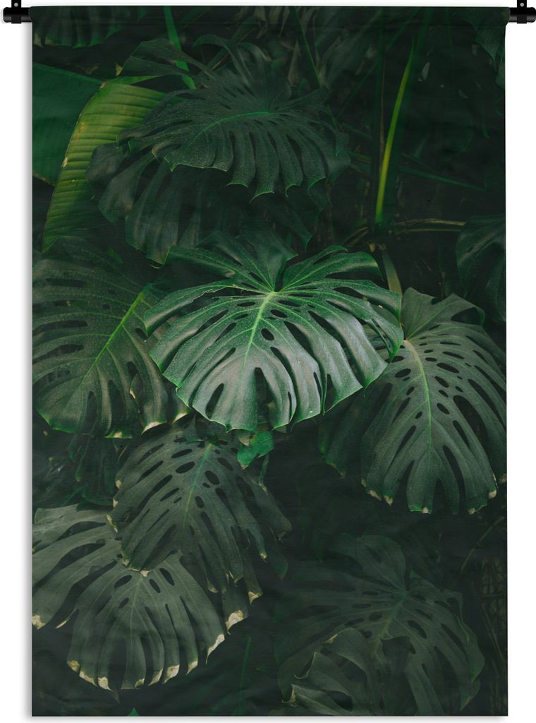MuchoWow Wandteppich Wandbehang Blätter - Monstera - Muster - Mädchen - Kinder - Jungen 90x135 cm Tapisserie Dekoration Wandtuch - Baumwolle - ...