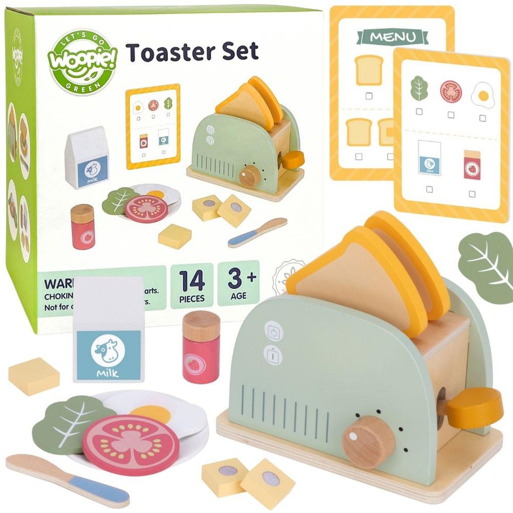 WOOPIE GREEN Holz-Toaster-Frühstücksset mit Zubehör, Produktbild 
