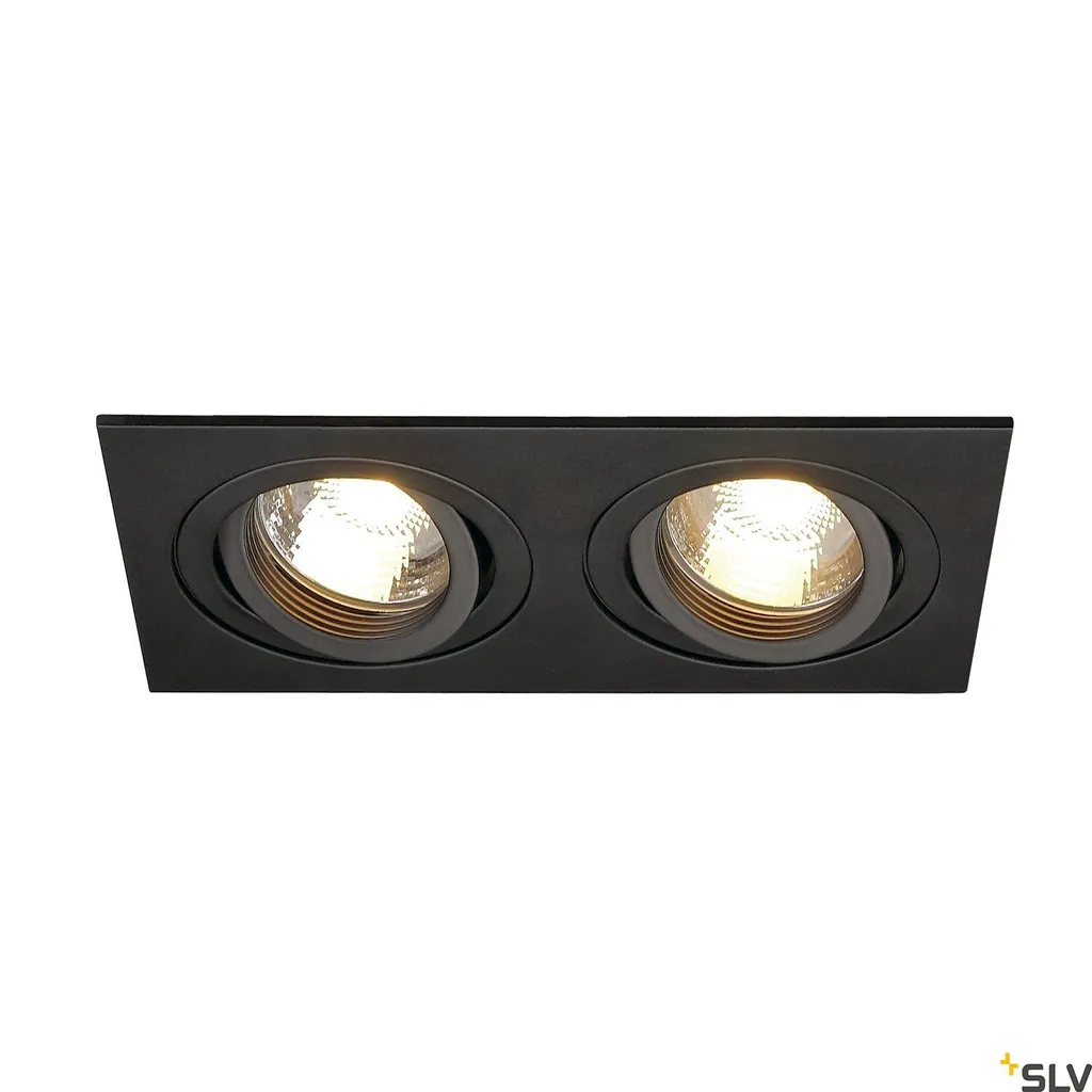 Spot de Plafond Encastrable Double Noir GU10 New Tria 78 Carré Design