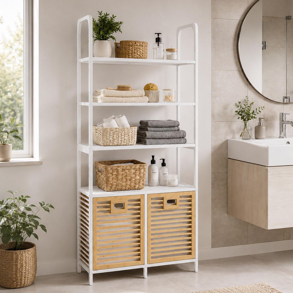 Bambus-Badezimmerschrank MCW-N83, Regal Badschrank, 2 Produktbild 