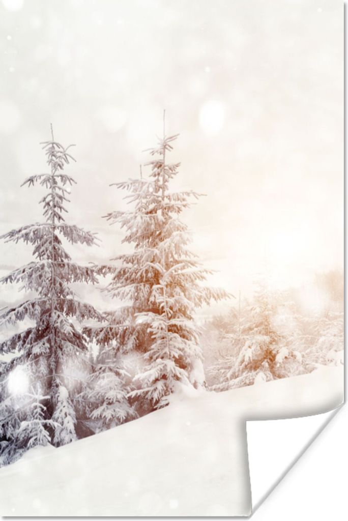 MuchoWow Poster Baum - Schnee - Winter 80x120 cm - Papierdruck