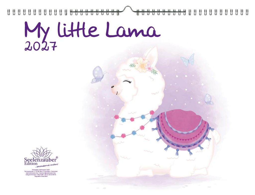 My little Lama DIN A3 Kalender für 2027 Lama Alpaka - Seelenzauber