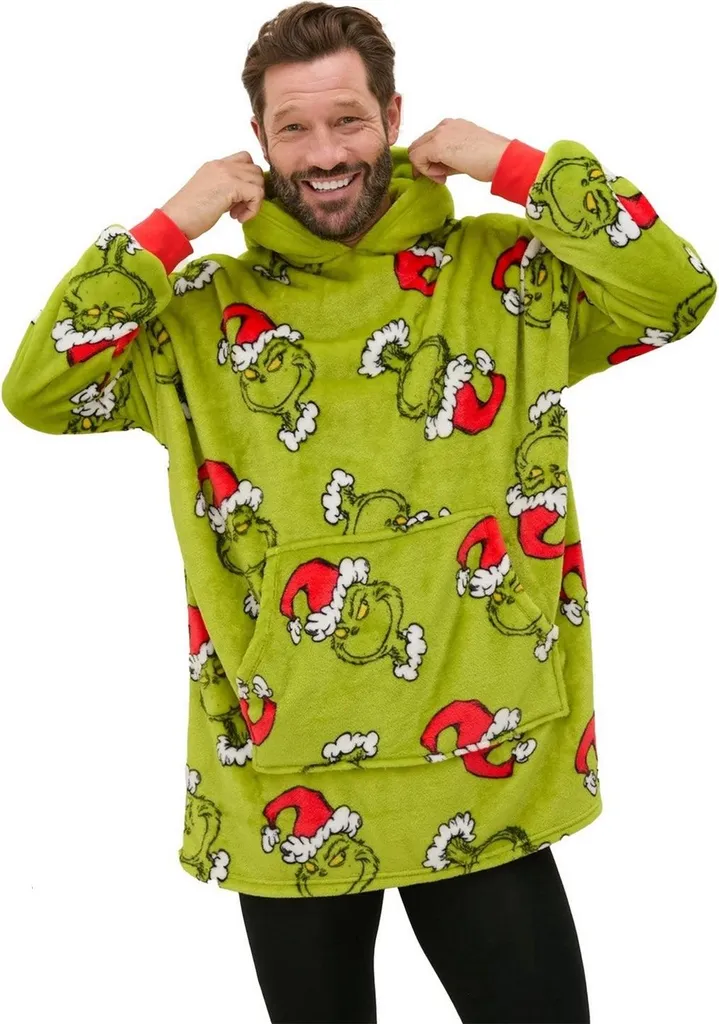 Couverture avec capuche The Grinch pour vos soirées télé de Noël
