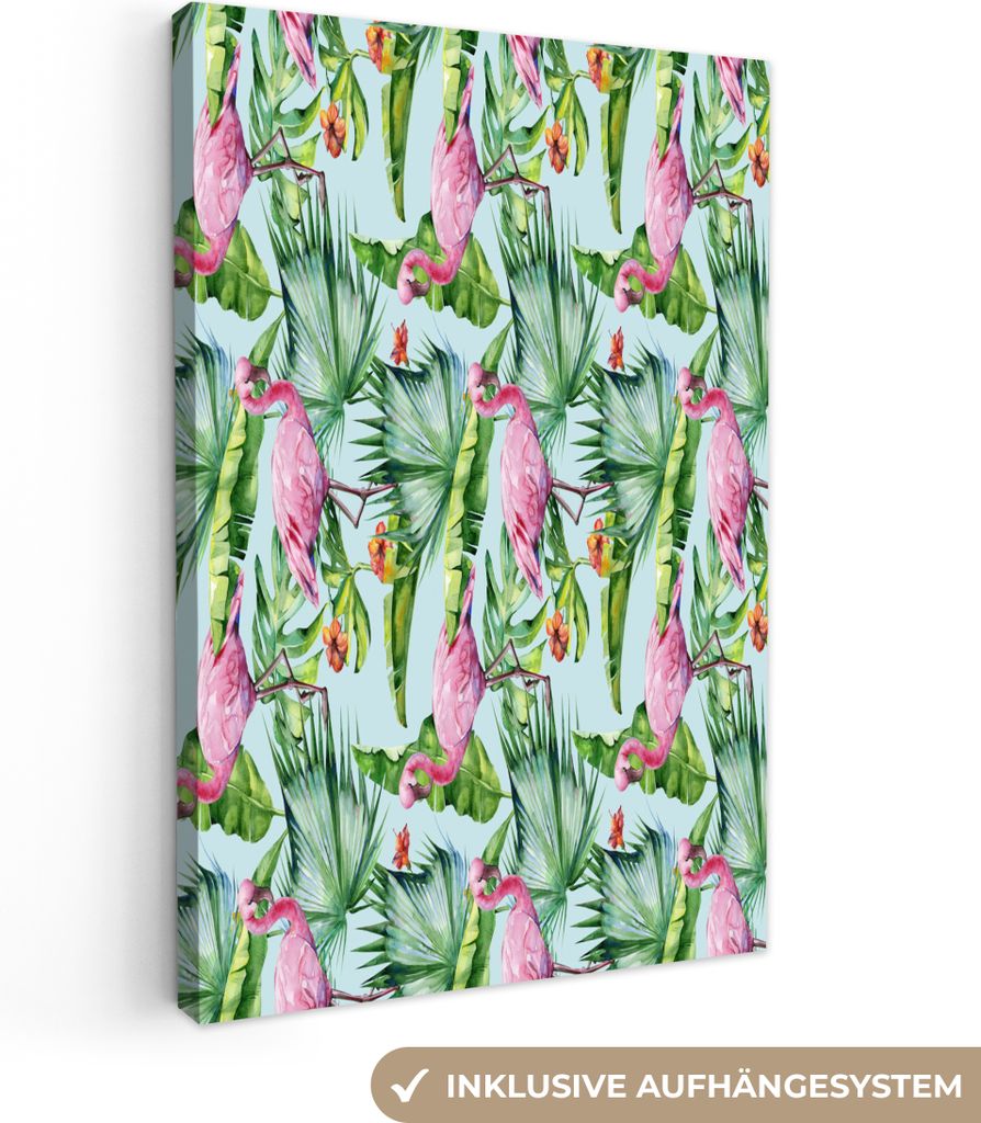 OneMillionCanvasses - Leinwandbilder - 90x140 cm, Blumen - Hibiskus - Flamingo - Rosa, Wandbilder Kunstdruck Wanddekoration - Wandschmucke - Schl...