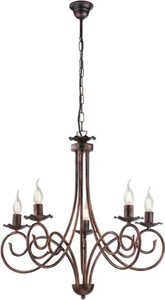 Lampadario Alma 5 Luci Ferro Nero e Rame Antico - Be Light BL130-5-NR