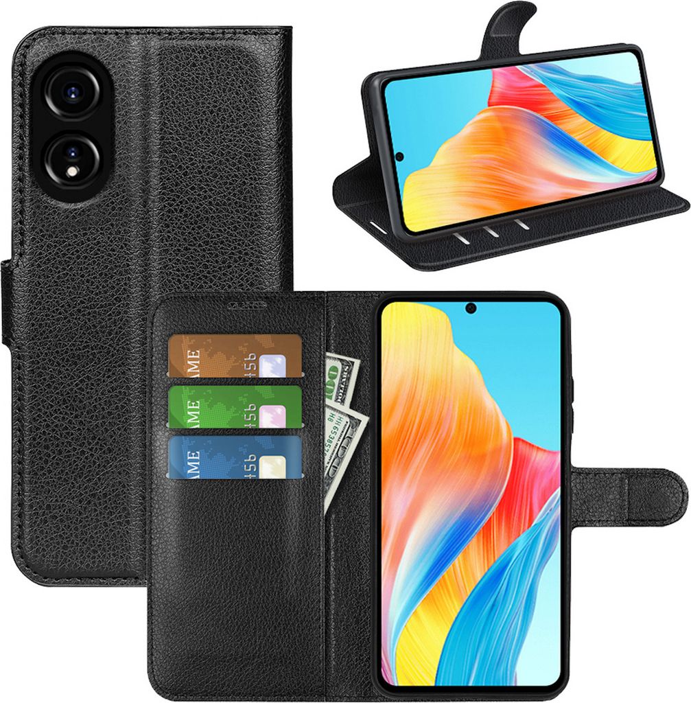Für Blackview A200 Pro Plus Smart Handy Tasche Schwarz Etuis Kunst-Leder Hülle Cover Case Book