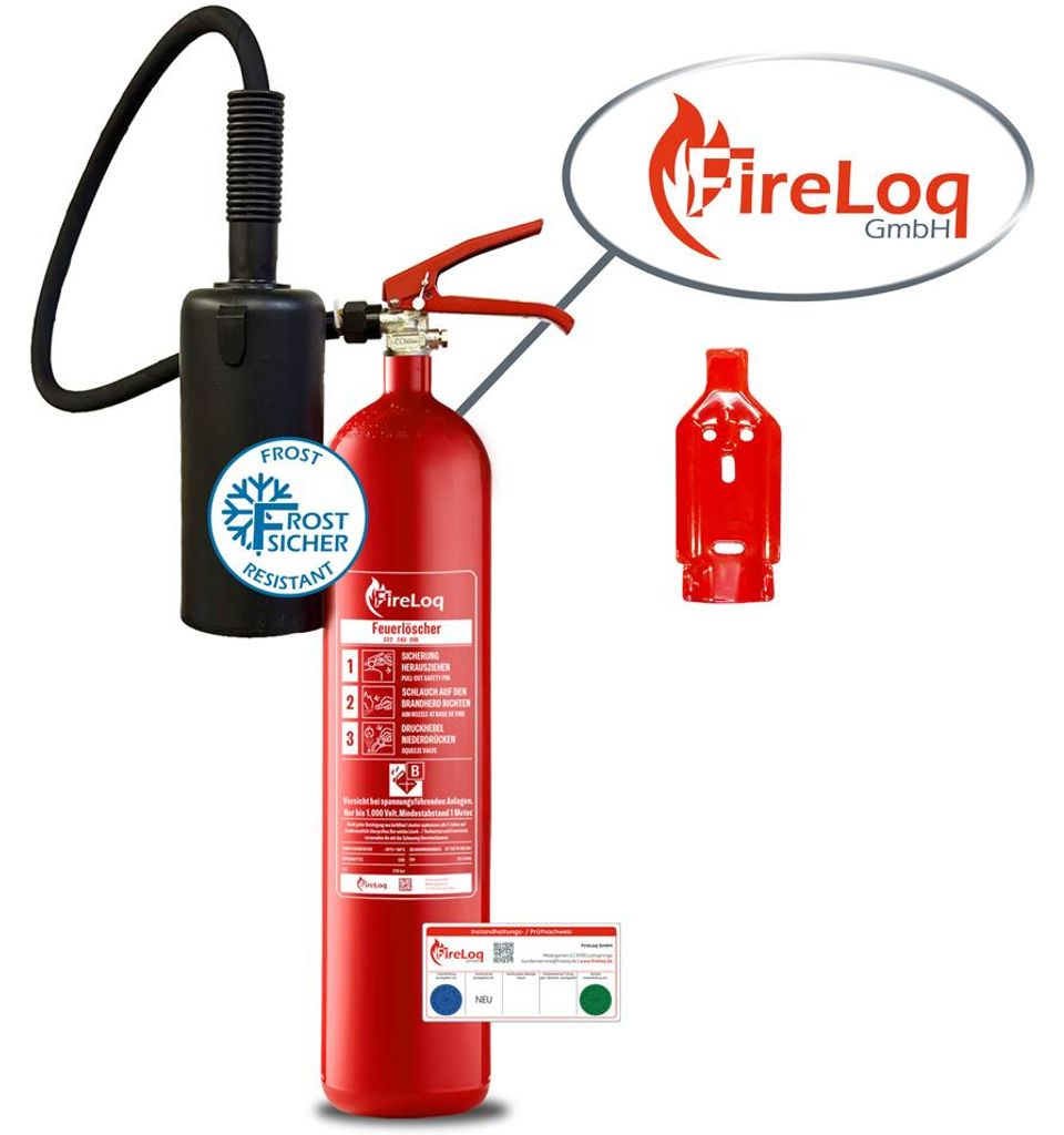 FireLoq 5kg Co2 Kohlendioxid im Stahl Behälter Feuerlöscher Produktbild 
