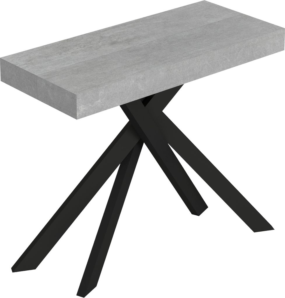 Ausziehbare Konsole 90x40/300 cm Saki-Zement-Anthrazit-Beine
