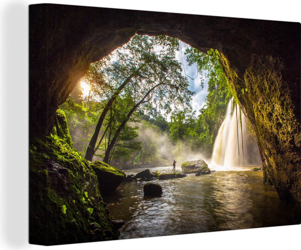 OneMillionCanvasses - Leinwandbilder - 150x100 cm, Haew Suwat-Wasserfall im Khao Yai-Nationalpark, Thailand., Wandbilder Kunstdruck Wanddekoration