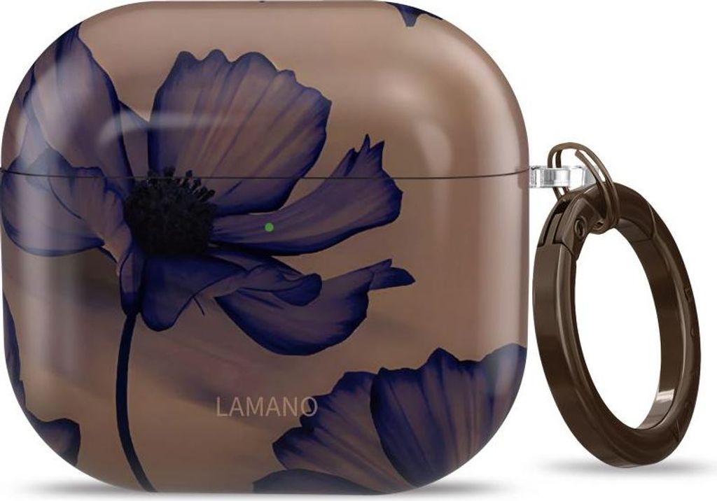 Schutzhülle für Apple AirPods 4, Tech-Protect Lamano, Braun mit Blumen