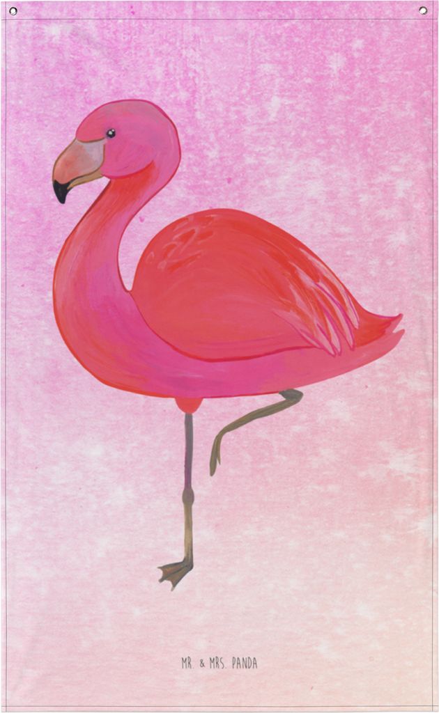 Mr. & Mrs. Panda Wandbehang Flamingo Classic - Aquarell Pink - Geschenk, Tapestry, Gobelin, Prächtig, Wandschmuck, Stolz, Wandteppich, Wandbild, F...