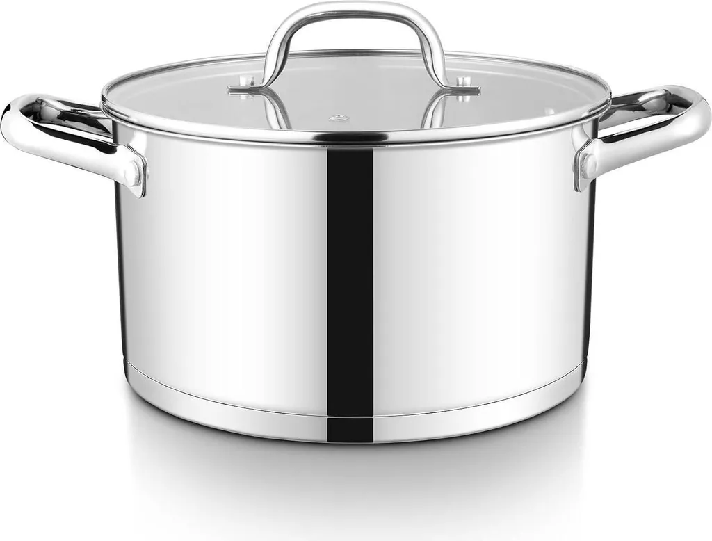 Pentola 20cm in acciaio inox a 3 strati con coperchio in vetro 3,7L per tutti i tipi di piano cottura