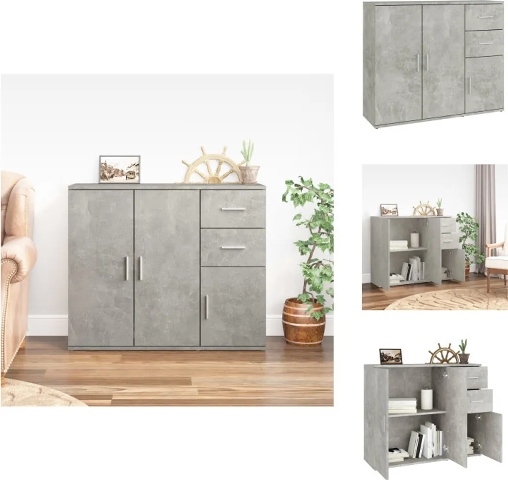 Sideboard Gris Béton 91x29,5x75 cm en Bois Composite Résistant