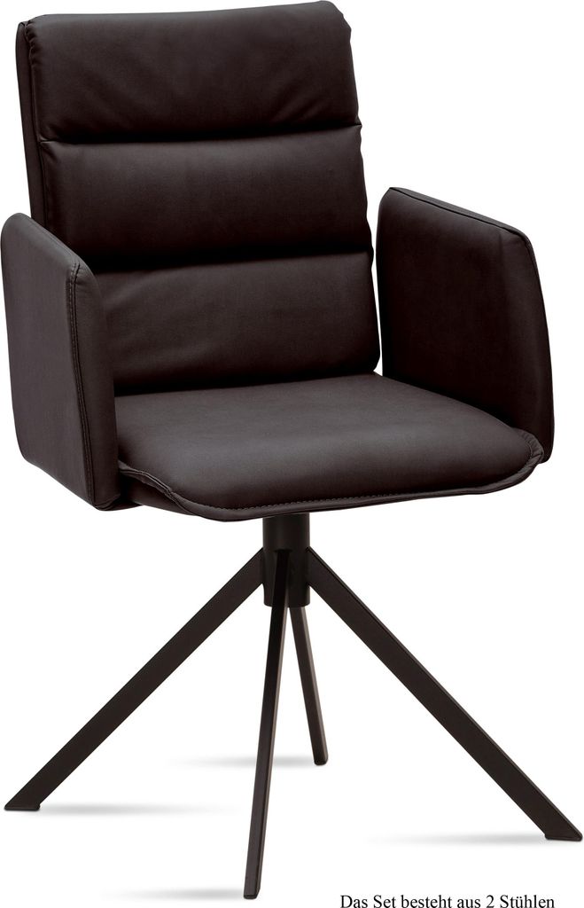 Armlehnstuhl (2er-Set) Dulci 52x92x60 Schwarz/Espresso