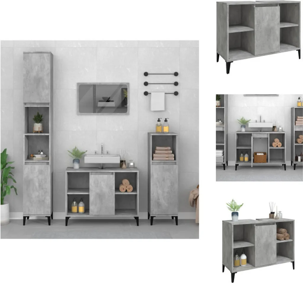 Mobile Lavabo Grigio Cemento 80x33x60 cm - Arredo Bagno Robusto vidaXL