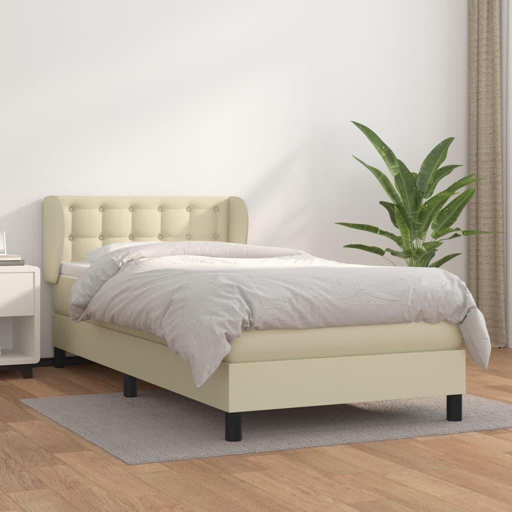 Möbel Boxspringbett mit Matratze Creme 90x190 cm Kunstleder - Klassische Betten 3127285