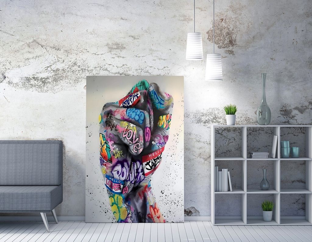 Wallity, WY349, Dekorative Leinwandmalerei, Mehrfarbig, 50 % BAUMWOLLE / 50 % POLYESTER, 50 x 70 cm