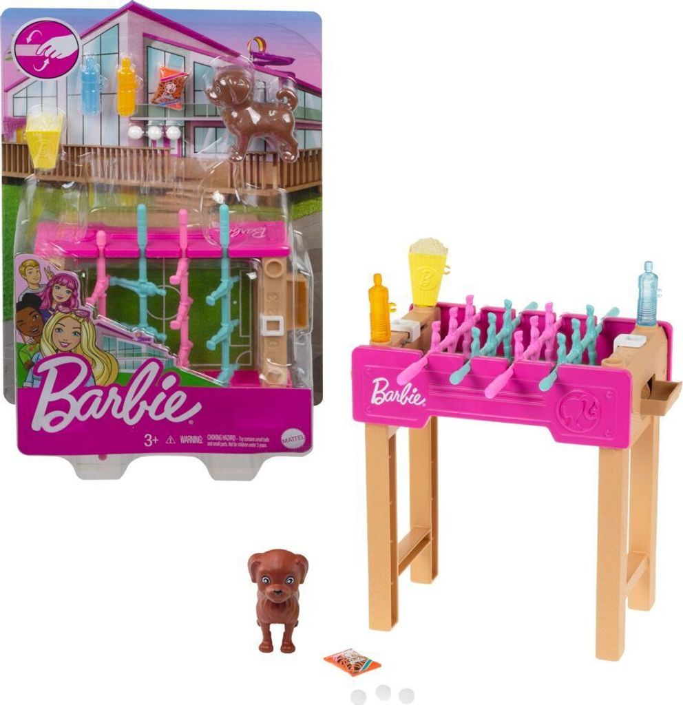 Barbie Mini-Fußballtisch Spielset mit Hund - Barbie Spielzeug